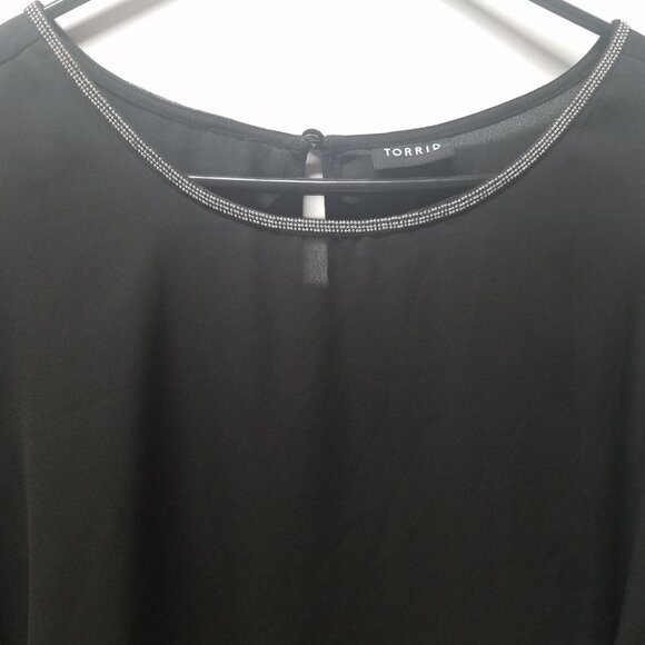 Torrid Abbey - Black Georgette Embellished Trim Blouse - Picture 6 of 14